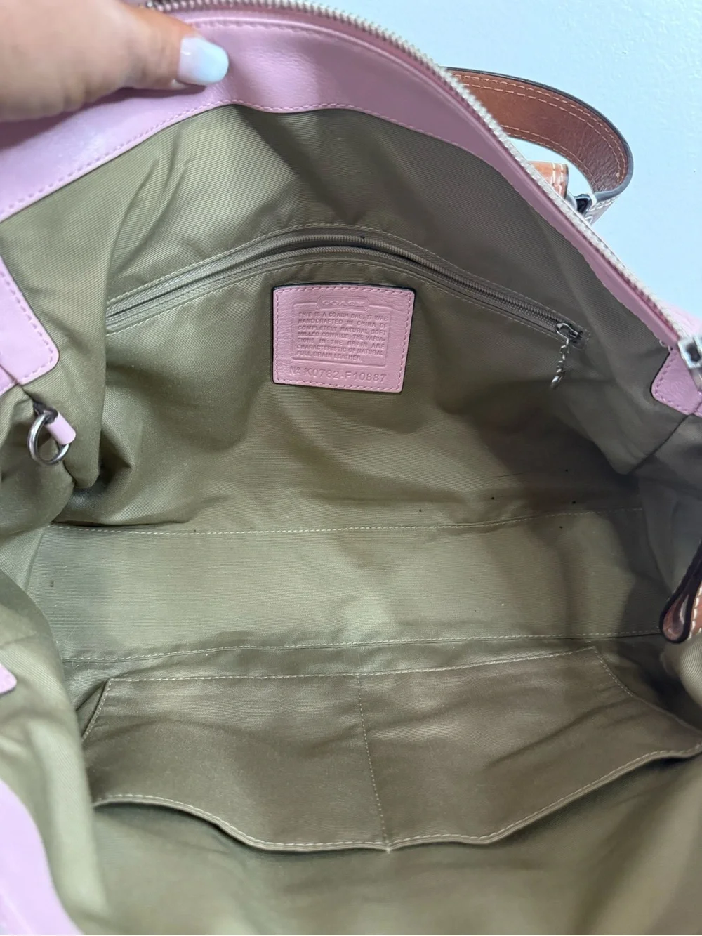 Coach Women's Chelsea Pink Leather Shoulder Bag Brown Strap Accents K0782-F10887